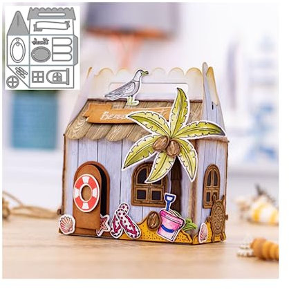 Sredwtk 3D Haus Stanzschablonen Schachteln Box DIY Cutting Dies Weihnachten Papierbasteln Schablonen für Scrapbooking, Fotoalbum, Karte, Papier Dekoration, Geschenk
