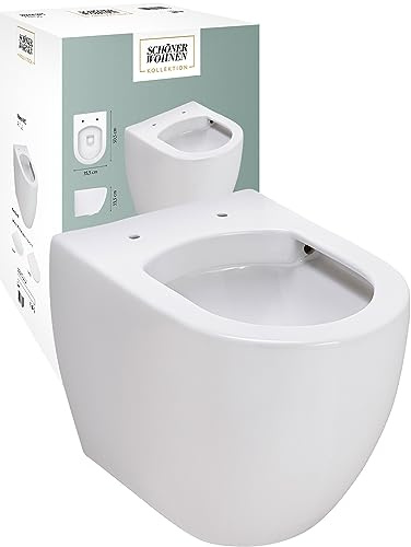 Schöner Wohnen Kollektion Wand WC spülrandlos Antus, Pure Rimless Tiefspül WC, Hänge-Toilette ohne Spülrand, Toilette hängend Abgang waagerecht, Hänge WC, Weiß