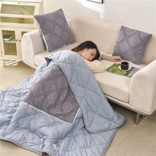 Hixingo Reisedecke und Kissen 2 in 1, Reisedecke mit Kissen Set Multifunktionale Reise Decke und Kissen 2 in 1 Weichem Flugzeug Verwandlungskissen für Urlaub, Camping (50 * 50cm,Grau)