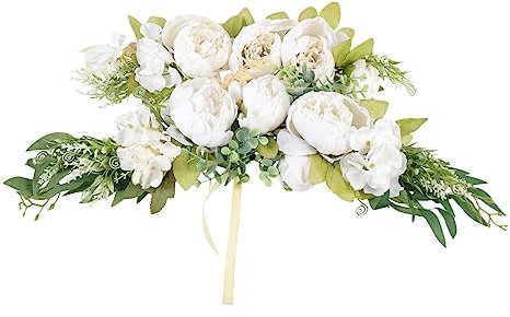 Türbogen Hochzeit Bögen 2 Stück Hochzeit Künstliche Blumen Seidenstoff Gewölbt Weiß Hochzeit Auto Dekorative Blumengirlande