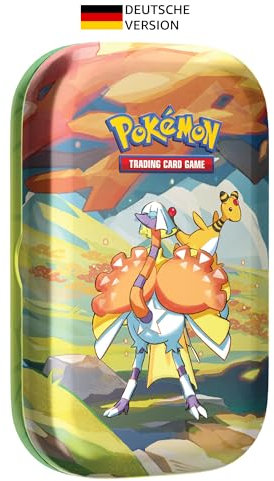 Pokémon-Sammelkartenspiel: Mini-Tin-Box Farbenfrohes Paldea: Psiopatra & Ampharos (2 Boosterpacks, 1 Stickerbogen)
