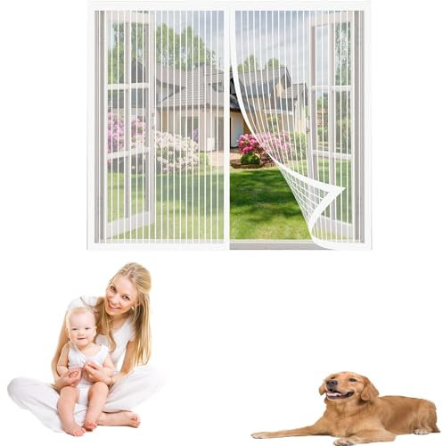 Zanzariera Finestra Universale 220 x 170 cm Resistente Traspirante Insetti Zanzariera Rete Fine,Con Nastro Adesivo, per Tutte Le Taglie Finestra, Bianco