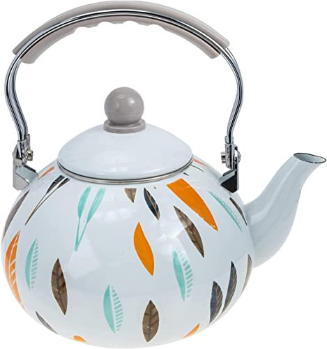 CAFIEDR Emaille-Teekanne im Vintage-Stil, Wasserkocher im chinesischen Stil, mit Griff, Wasserkocher zum Kochen von Tee für Herd, Gas- und Induktionsherd, 3 l