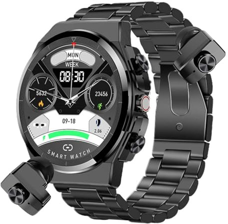 findtime Montre Connectée Homme Sport 1.28 HD Écran avec Appel Ecouteurs intégré Bluetooth sans Fil Casque Intégré Montre TWS Montre Sport Homme Smartwatch IP67 Etanche Contrôle Tactil