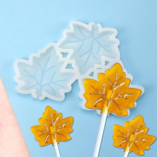 mostsom Lot de 2 moules en silicone pour sucettes en forme de feuille d'érable - Moule en silicone pour gâteau au chocolat - Fournitures de cuisine - Ustensiles de cuisson (B_ Feuille d'érable)