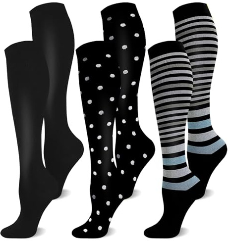 CAMPSNAIL 3 Paar Kompressionsstrümpfe Damen und Herren Stützstrümpfe | Kompressionssocken Kniestrümpfe,Compression Socks für Flug Sport Reisen Laufen Krankenschweste