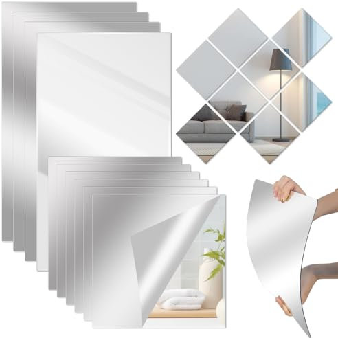 Slvoaujtk 10 Stück Spiegel Spiegel Zum Kleben Klebespiegel Spiegelfliesen Selbstklebend Spiegelfliesen Selbstklebender Acrylspiegel für Gäste WC Badzimmer Ankleidezimmer Wohnzimmer etc