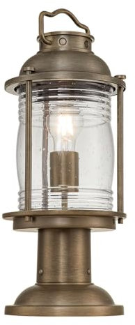 Sockelleuchte Glas Aluminium E27 IP44 47,1 cm hoch in Bronze brüniert Vintage Design Wegeleuchte Außenleuchte Garten Terrassenlampe