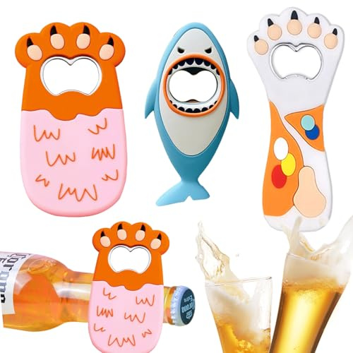 Mengger Abridor De Botellas, 3 Piezas Abrebotellas Magnético Abridor Cerveza Divertidos Sacacorchos Portátil Abridor De Cerveza Abridor De Tiburones Abre De Botellas En Forma De Dibujos Animados Lindo