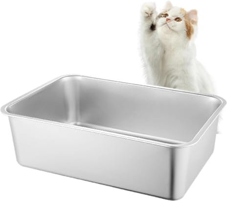 Extra große Katzentoilette, Katzentoiletten | Katzentoilette aus Metall,Antihaftbeschichtete Katzenkotbox, spritzwassergeschützt, große Katzentoilette aus Edelstahl, leicht zu reinigende Katzenboxen