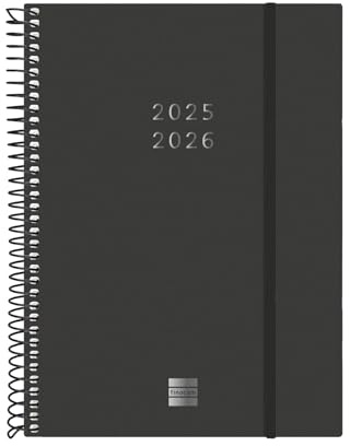 Finocam - Agenda Espiral 18 Meses 2025 2026 Semana Vista Horizontal Julio 2025 - Diciembre 2026 (18 meses) Negro Internacional