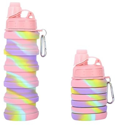 CUAJHNPX gobelet Pliable Tasse d'eau Pliante De Vélo Voyage-Rose Un-500 ML