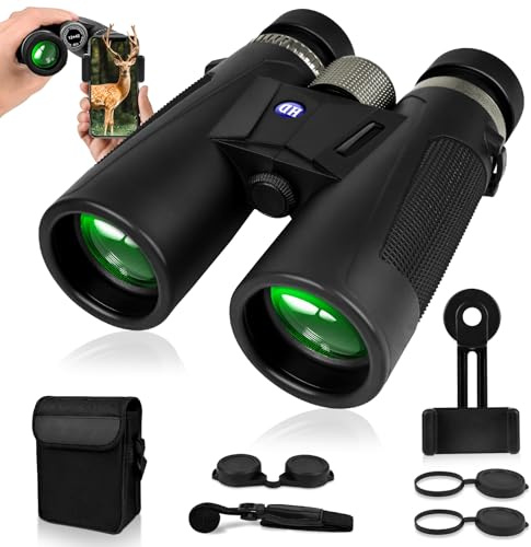 Carastek 12x42 Prismáticos Profesionales Pequeños y Potentes para Adultos Prismas BAK-4 y Lentes FMC Impermeables con Adaptador para Teléfono, para Observación de Aves Senderismo Caza