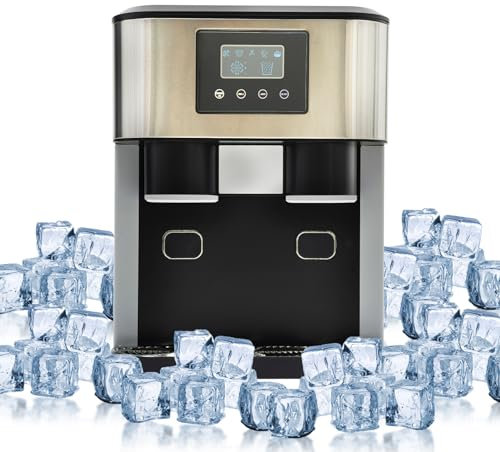 Máquina de cubitos de hielo 3 en 1, 150 W, 8-12 min/16 unidades, 10-15 kg/24 h, con pantalla LCD y limpieza automática, para tiendas de té con leche