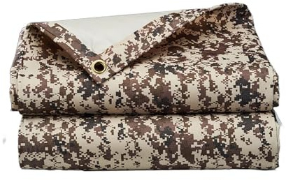 Thickened Canvas Tarpaulin 420g/m² Heavy Duty PVC Camouflage Oxford Cloth for Outdoor Camping(5X5M)