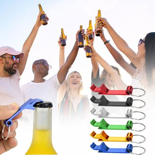 GWAWG 6 Pièces Décapsuleur Porte-Clés – Ouvre-Bouteille Mini en Alliage d’Aluminium, Porte-Clés Décapsuleur Compact pour Bière, Soda, Fête, Camping, Cadeau Homme Anniversaire