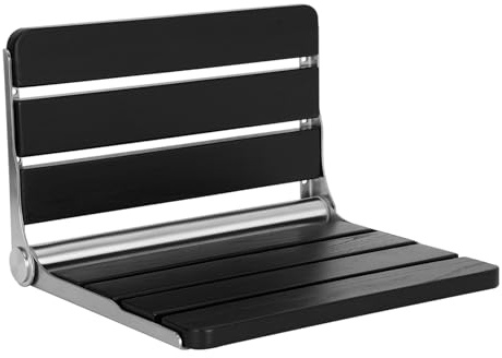 16 Inchs Foldable Shower Seat Wall Mounted, Folding Shower Seat for Adults, 400lbs Max Load for Inside Shower, Small Shower Spaces (Black)