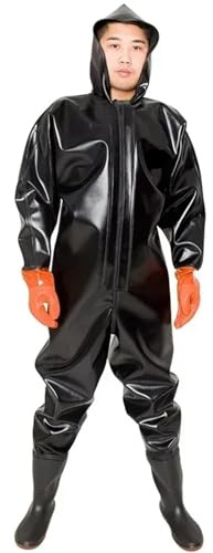 BYLYUIVN Wathose Verdickte wasserdichte Angeln Hosen Schuhe Wathose Bekleidung Trikots Anzug Ganzkörper Stiefel Set Brust Gewässer Kleidung Waten Männer Frauen(100 Silk Gloves,46)