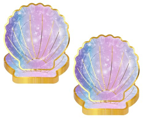 HERKINDNESS 20 Stück Partygeschirr Set, 18 cm × 17,5 cm Pappteller Geburtstag Mädchen, Buntes Partygeschirr aus Papier, für Geburtstags-, Strand- und Meeres-Themenpartys