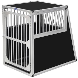 ALPUNA Transportbox N61 – Aluminium Hundebox 90×60×85 cm – Auto Hundebox mit Notausstieg, sicherer Hundetransport im Kofferraum