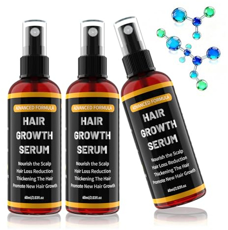 Haarwachstum Serum Spray Für Männer/Frauen, Haarwachstum beschleunigen, haarausfall frau Verhindern, Mit Rosmarinöl, Rizinusöl Und Biotin Haaröl Wachstum, Bartwuchsmittel 60ml(3er Pack)