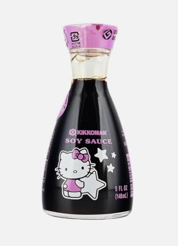 Kikkoman Hello Kitty Soy Sauce Dispenser 2025 Limited Edition – 5 oz Glass Bottle with Pink Cap – Collectible Sanrio Collab – Reusable Pourer for Soy Sauce, Dressings & Marinades