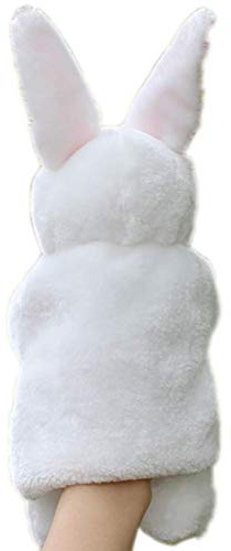 Dilwe Überraschungsgeschenk zu Weihnachten, Cartoon-Kaninchen-Plüschpuppe, Handspielzeug, Süße Hasen-Fingerpuppe für und Erwachsene – Höhe: 30 cm (White)