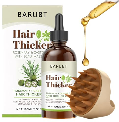 Rosmarin Haaröl, 100ml Rizinusöl Haaröl, Inklusive Kopfhautmassagebürste, Rosmarinöl Haare Wachstum, Kopfhaut Nähren, Geeignet für dünnes, trockenes und geschädigtes Haar