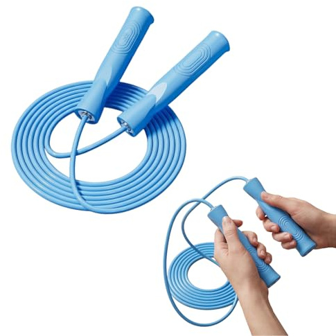 Ziyonix Cuerda para Saltar, 2.8 Metros Longitud Ajustable Comba de Saltar con Mangos de Plástico Ergonómicos y Resistentes al Sudor Ideal para Fitness, Boxeo y otros Deportes (Azul)