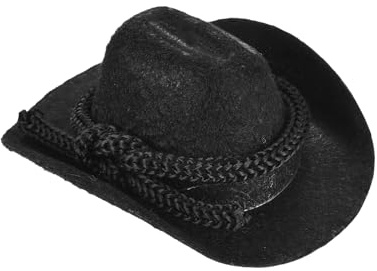 PATIKIL Mini Cowboy Hüte Schwarz Western Cowboy Hut 6.6 x 5.1 x 3cm | Miniatur, Kleines Puppenhaus Zubehör, Für Basteln Puppen Hochzeitsparty Kleider Dekoration Haarschmuck Schneemann