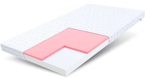 FDM LUGO Schaumstoffmatratze 80 x 160 cm Kindermatratze Thermoplastischer Visco-Schaum Polyurethanschaum Matratze Härtegrade H2/H3 (Mittelweich/Mittelhart) Höhe 10 cm Zweiseitig Abnehmbarer Bezug