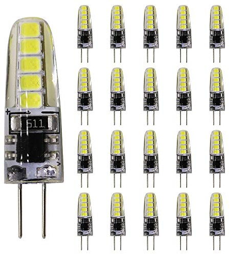 Mengjay Lot de 20 ampoules LED G4, blanc froid 3 W 220 V, remplacement pour ampoules halogènes 25 W, 10 SMD 2835, AC 220-240 V, 240 lumens 360 degrés