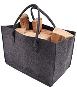 Filzkorb Kaminholztasche 50 x 34 x 27 cm Kaminholzkorb Korb Filz Einkaufstasche Tasche Shopper Zeitungskorb (Dunkelgrau)