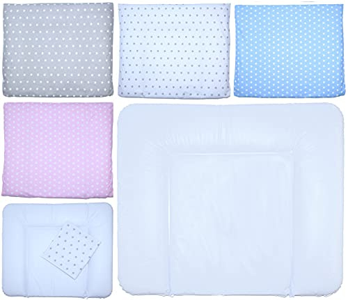 Wickelauflagenbezug - Wickelauflage -75x85 cm- Bezug für Wickelauflage Baumwolle (Sterne grau auf Weiß, Nur Bezug)