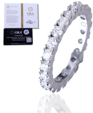 HALUKAKAH Anillo Moissanite Hombre Tennis D Color 1.5 ct Total,Plata de Ley Chapado en Platino,1.5 Quilates Diamante Cultivado en Laboratorio,Regalo Atemporal para Esposo,Novio,Cumpleaños,Aniversario