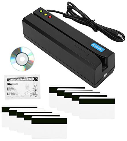 Magnetkartenleser, MSR605X USB-Magnetstreifen-Kartenleser 3 Spuren Mini Mag Hi‑Co Swiper Magnetkarten-Lesegerät für kontaktloses Bezahlen mit Kredit- und Debitkarte