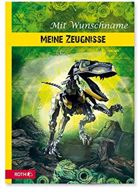 Zeugnismappe mit Gravur / Robo T-Rex / wattierter Einband / mit 10 Einlagen