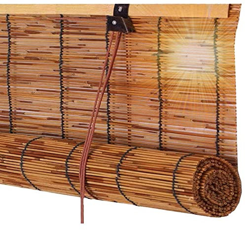 Weatherproof Outdoor Sun Shades, Bamboo Window Blinds, Liftable Roller Blinds, 70% Transmittance, Privacy Protection, Premium Retro, Natural Roman Blind For Hallway/terrace/gazebo/garden/window