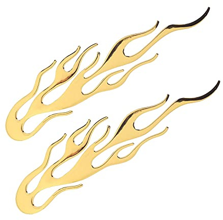 Sosa&Ya 2 Stück Flammen Autoaufkleber 3D reflektierend Auto Aufkleber Stickers wetterfest glänzend Motorrad Feuer (Gold)