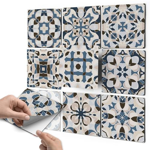 45 Stück Fliesenaufkleber für Bad und Küche 15x15 cm - Mosaikfliesen, Klebefliesen - selbstklebende PVC Fliesen SET