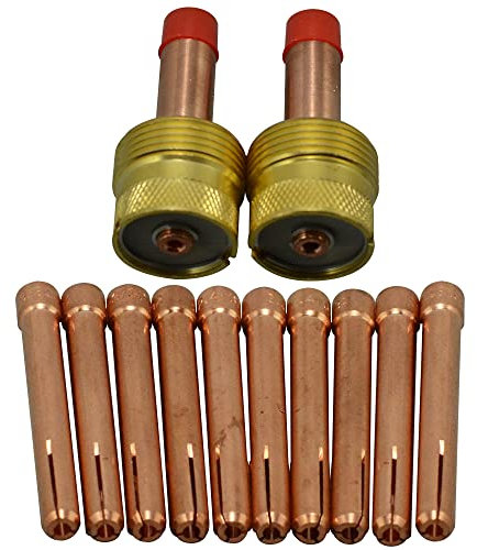 RIVERWELD Corps de Collet pour Diffuseur de Gaz TIG Jumbo Grand Diamètre 45V64 10N24 2.4mm Kit d'assortiment pour QQ300 PTA DB SR WP 17 18 26 Torche de Soudage TIG 12pcs
