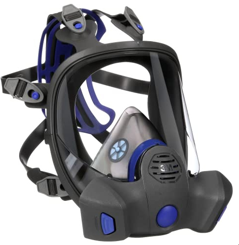 3M Secure Click Full Face Reusable Respirator with Large Lens, Speaking Diaphragm and Push Button Seal Check, FF-802, Painting, Sanding, Chemical Clean-up, Sawing, Medium