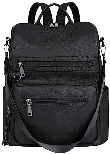 ECOTISH Zaino Donna in Cuoio Morbido Daypack Scuola Casual 2 in 1 come Zaino e Tracolla,Borsa e Zaino a Spalla in Moda da Donna per Scuola, Shopping, Universita, Liceo e Viaggio