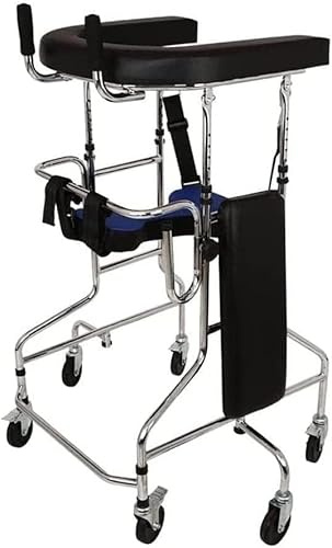 Leichter Gehhilfe für Erwachsene für Senioren, 4-Rad-Gehhilfe, Seitenarmunterstützung, aufrechter Gehhilfe mit Sitz und Griff, Gehhilfe für das Training der unteren Gliedmaßen älterer Menschen mit B