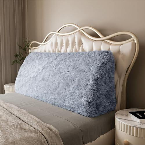 Johnear Keilkissen Lesekissen für Bett und Sofa Lehnenkissen Blau Plüsch Kissen 200cm, Rückenkissen Kopfteil Bett Rückenlehne Großes Dreieckiges Lendenkissen