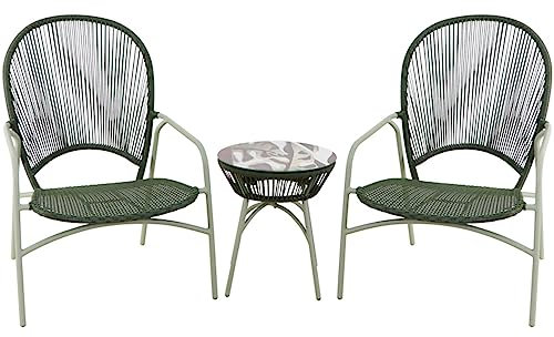 3-teiliges Terrassen-Bistro-Set, Gartenmöbel-Set, Balkonmöbel-Set für Gespräche im Freien, mit Tisch und 2 Sesseln, für Hof, Rasen, Garten, Po