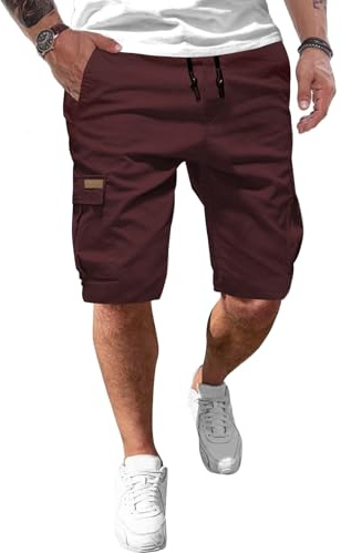 JMIERR Kurze Hosen Herren Baumwolle Cargo Shorts Herren Sommer Freizeithose mit Taschen
