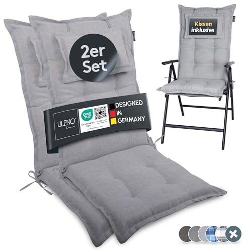 LILENO HOME Gartenstuhl Auflagen als [2er Set - Hochlehner] in Silber Y