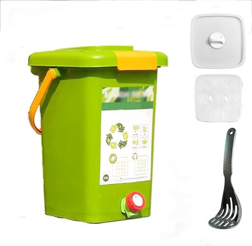 Gtzly All Seasons Indoor Composter Starter Kit, Food Waste Compost Bin with Lid, Kitchen Food Waste Bucket Recycle Composter Portable Indoor Storage Composting(24.6 * 27 * 36.5cm)