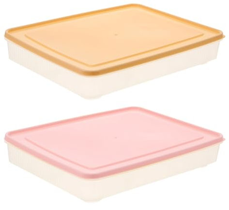 Wuuooei Contenitore per Uova in Plastica, 2 Pcs Uova per Frigorifero Scatole con Coperchio, Portauova Frigorifero 24 Uova, Porta Uova per Trasporto, Scatola Porta Uova Impilabile (rosa, beige)